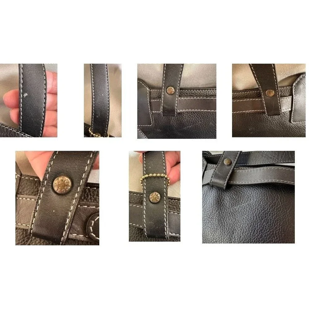 Isanti Leather Crossbody Bag Navy Top Zip Tote Handles Logo Code Italy Travel